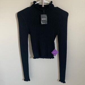 Forever 21 Party Collection Black Sparkle Sweater Top